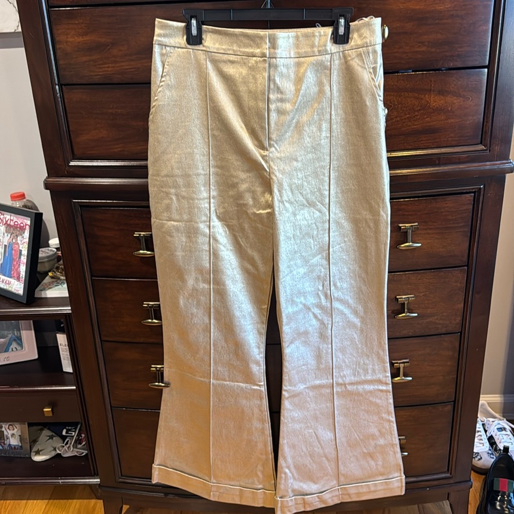 Gold flare trouser